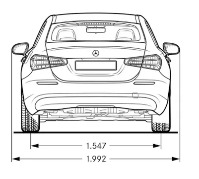 Mercedes,v177,A-Klasse,sedan,Maße Rückansicht
