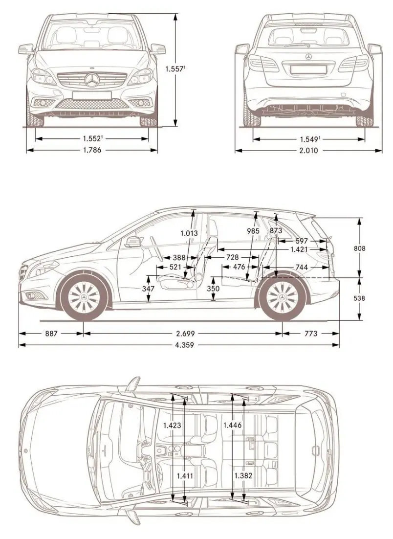 Mercedes,W246,B-class,dimensions