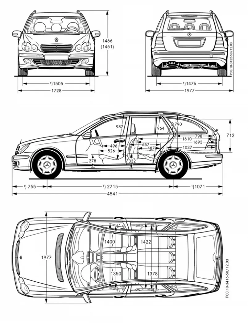Mercedes,S202,C-class,dimensions