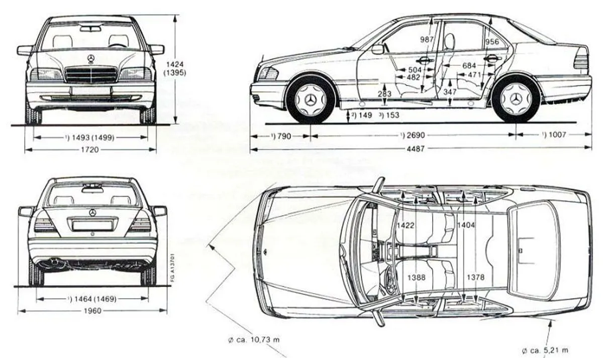 Mercedes,W202,C-class,dimensions