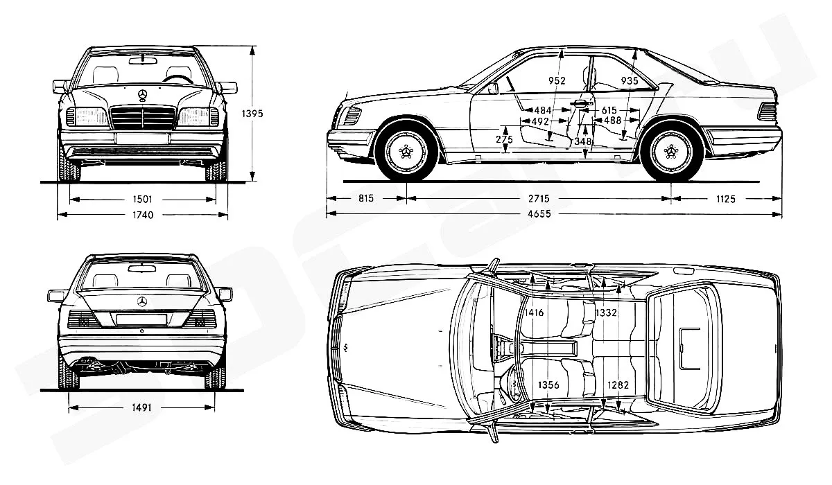 Mercedes,C124,E-class,Coupe,dimensions