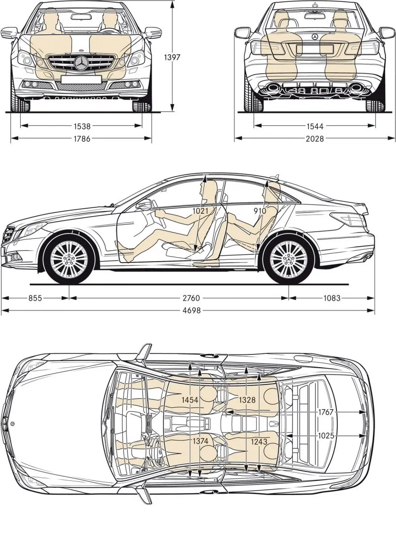 Mercedes,C207,E-class Coupe,dimensions