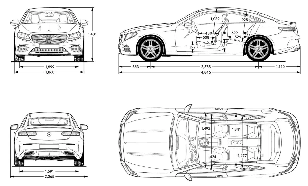 Mercedes,C238,E-class,Coupe,dimensions