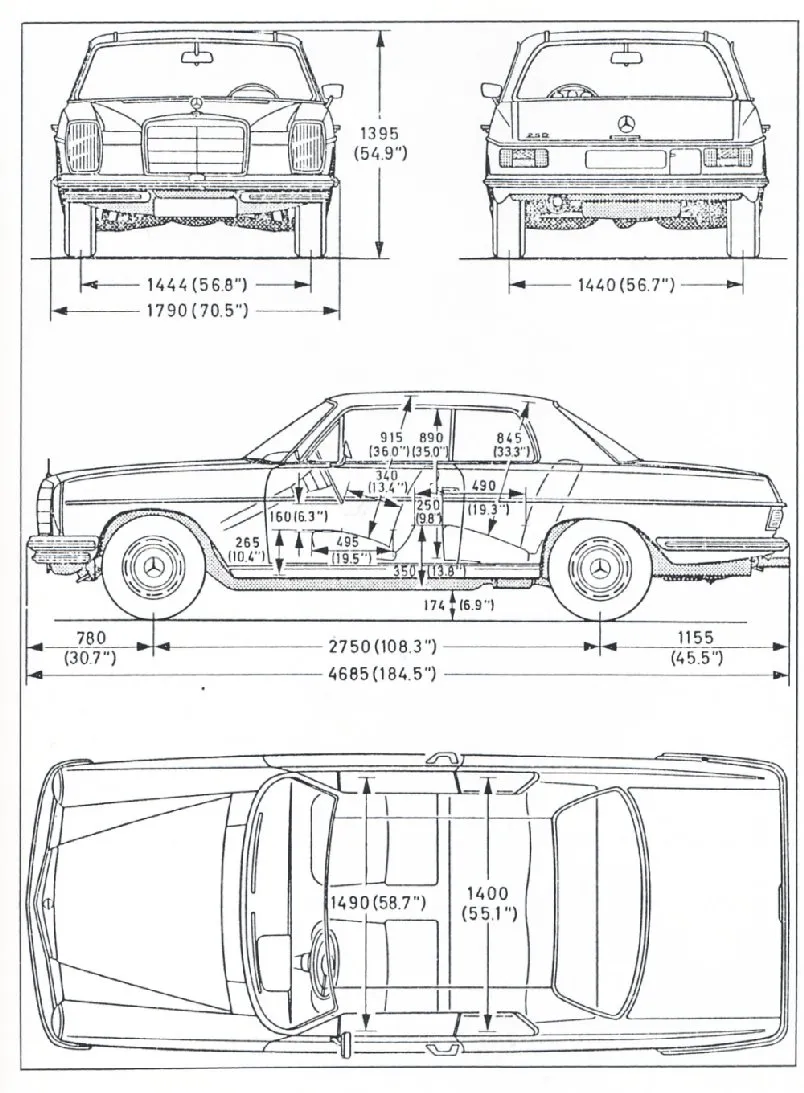 Mercedes,W114c,dimensions