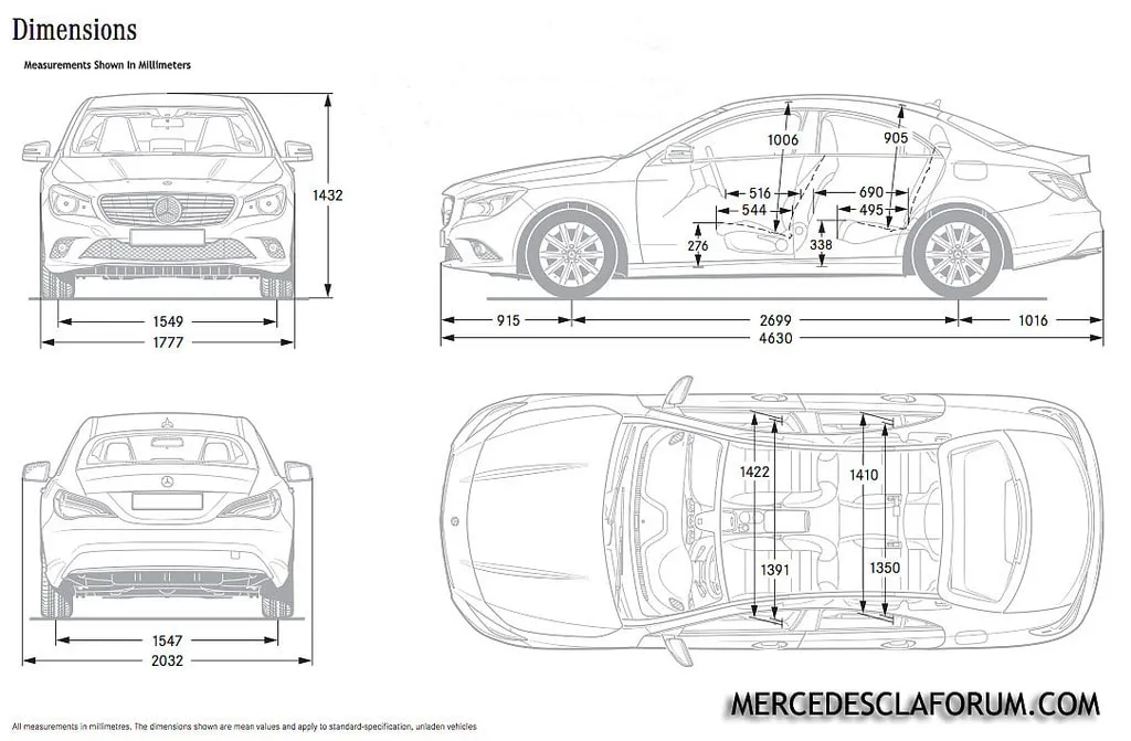 Mercedes,C117,CLA,dimensions