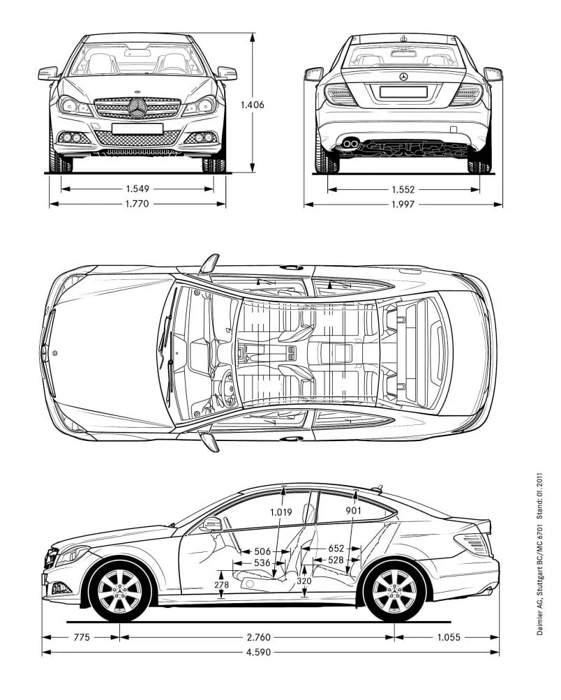 Mercedes,C204,C-class,Coupe,dimensions