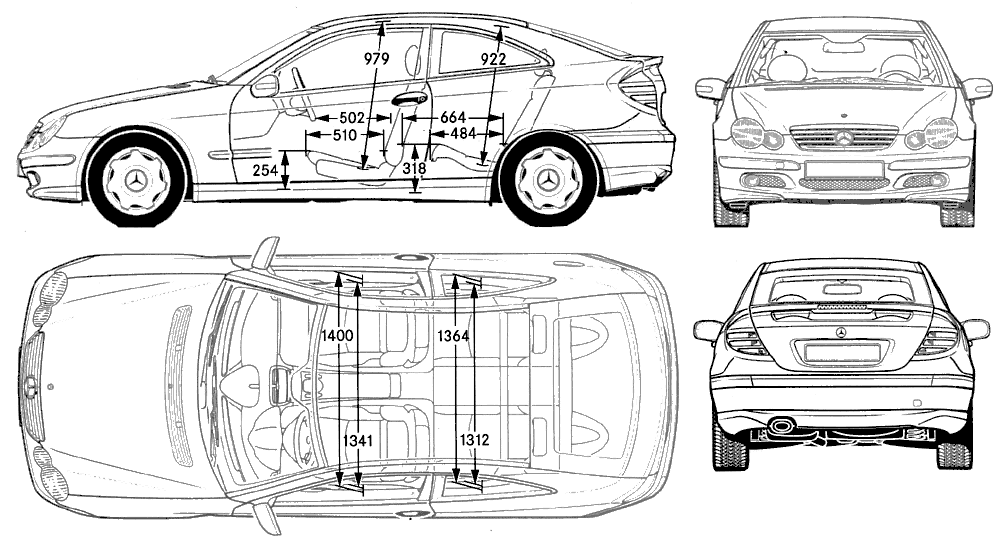 Mercedes,Cl203,dimensions