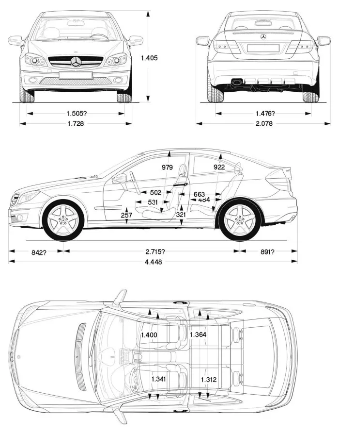 Mercedes,Cl203,dimensions