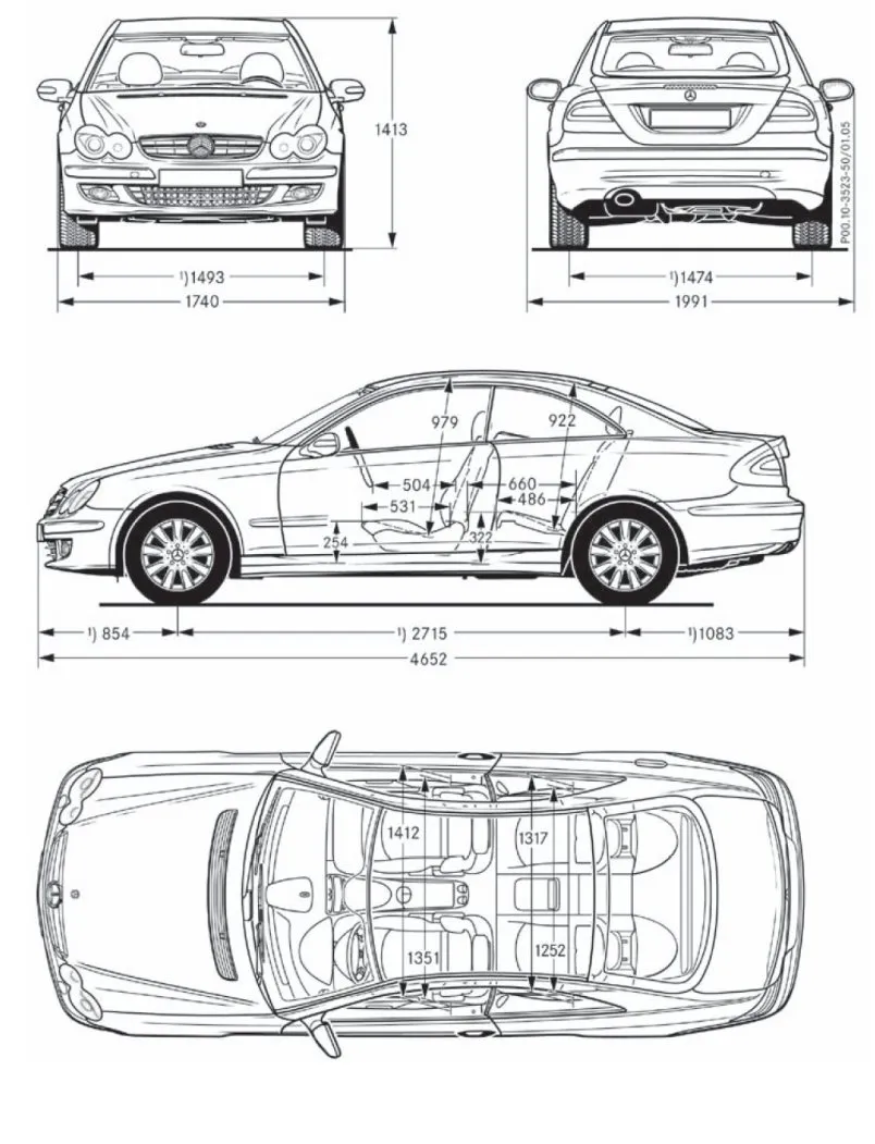 Mercedes,C209,CLK,dimensions