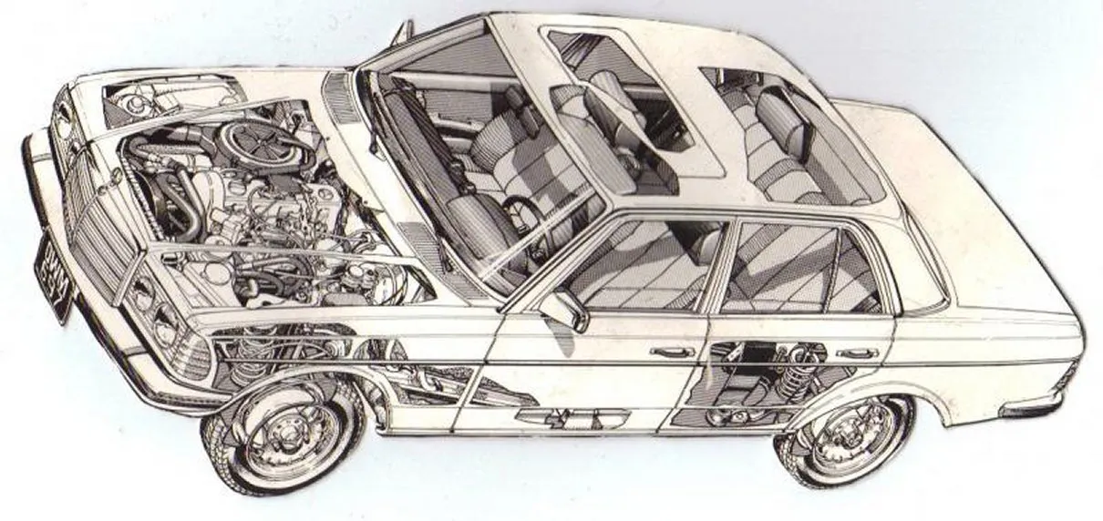 Mercedes,W123,perspective view
