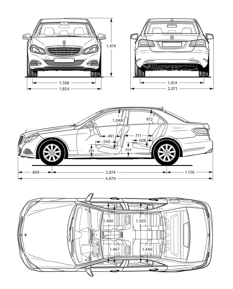 Mercedes,W212,E-class,dimensions