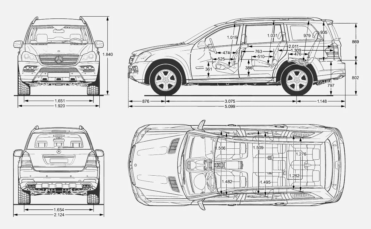 Mercedes,X164,GL,dimensions