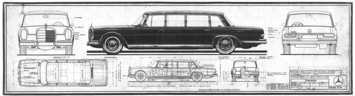 Mercedes,Typ 600,w100,dimensions