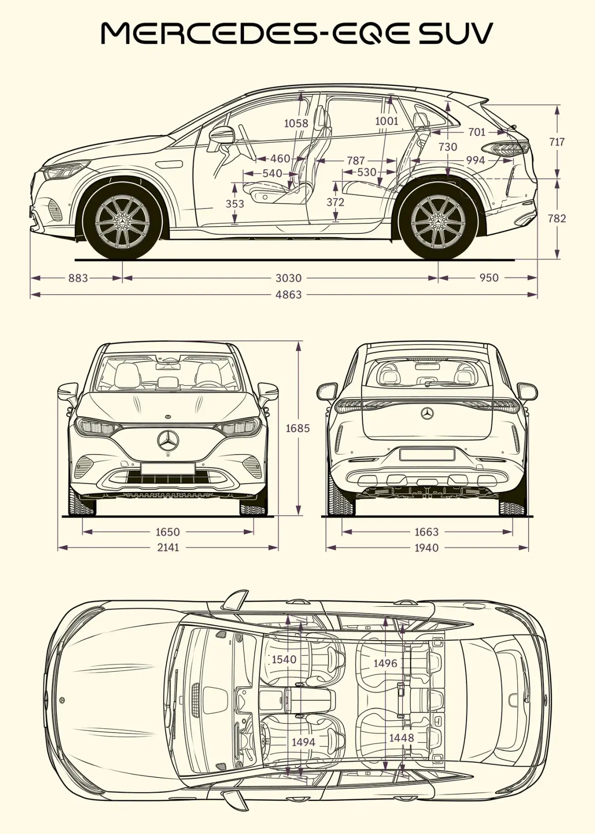 メルセデス・X294・EQE SUV・寸法