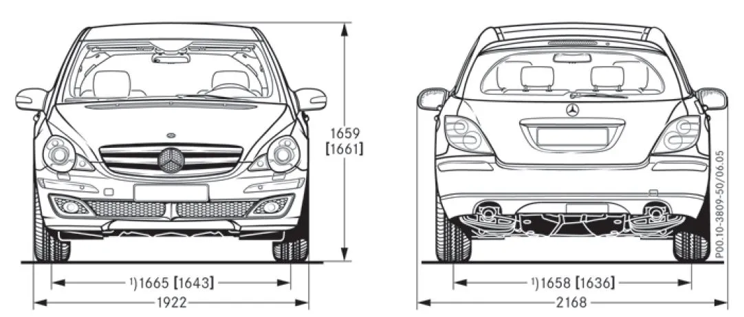 Mercedes,W251,R-class,dimensions