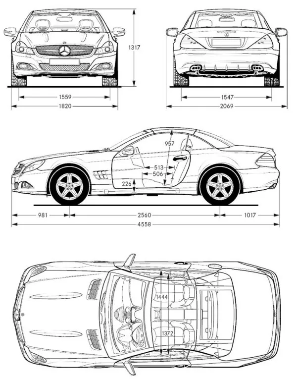 Mercedes,R230,SL,dimensions