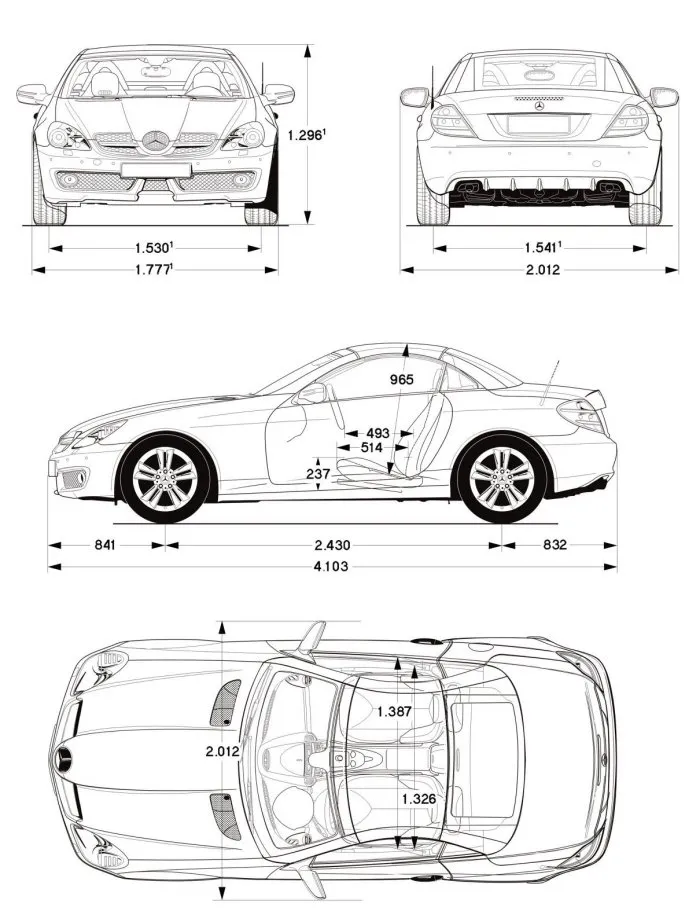 Mercedes,R171,SLK,dimensions