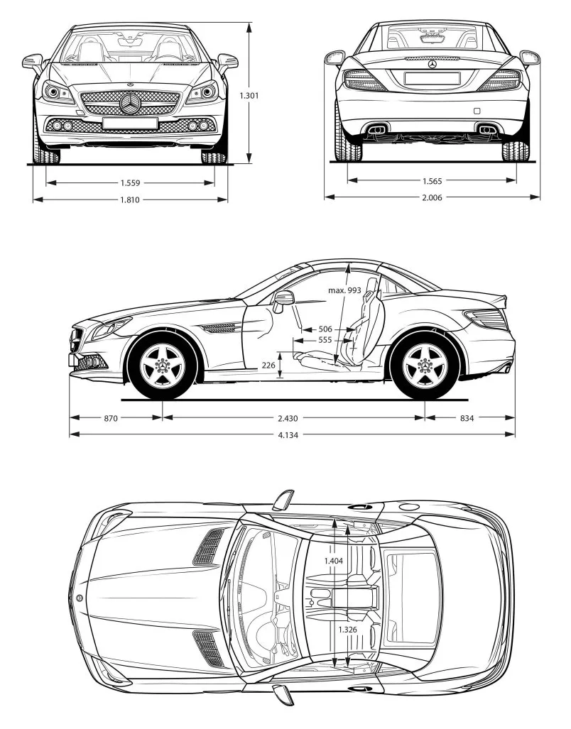 Mercedes,R172,SLK,dimensions