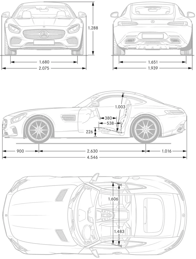 メルセデス,C190,AMG GT,寸法